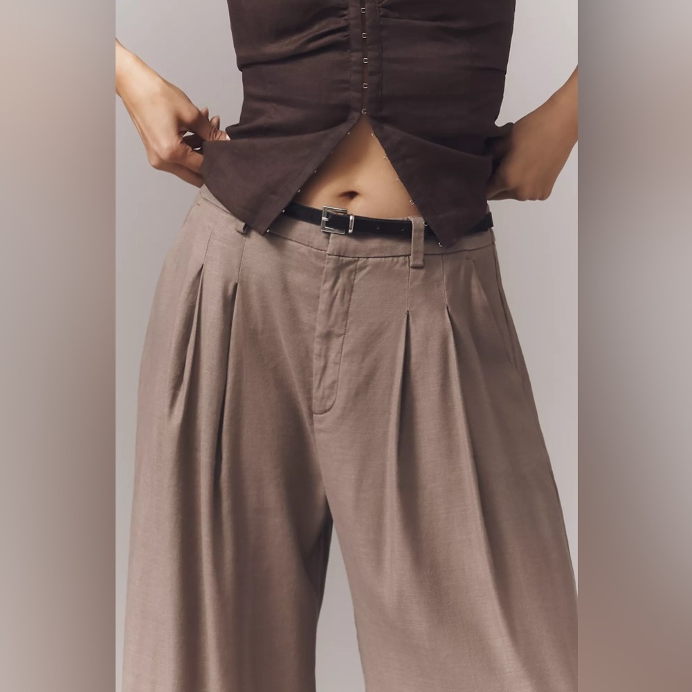 NWT! Anthropologie Avery Linen Pleated Wide-Leg Trousers by Maeve 🎡💐 - Picture 2 of 5